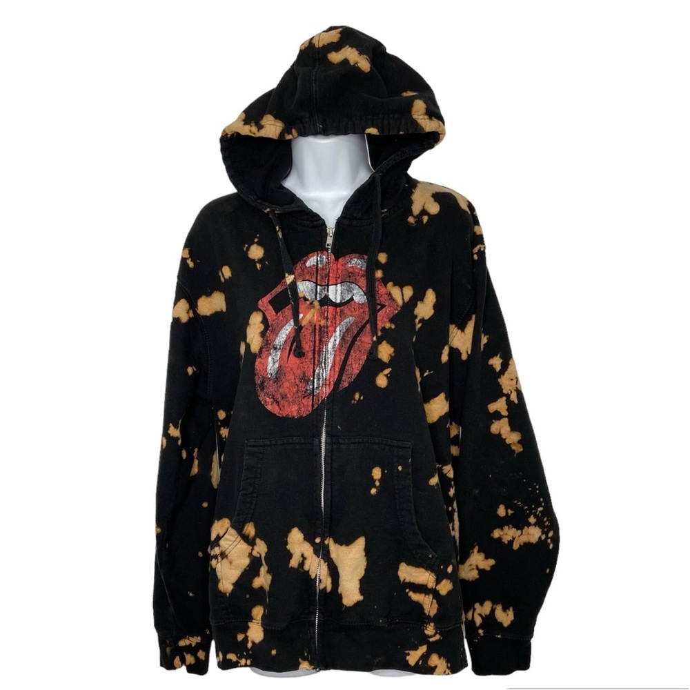 Rolling Stones Tie Dye Bleach Zipper Hoodie